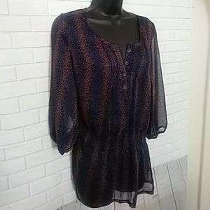 Criss Cross Sheer Statement Hooked Blouse - M main image 0